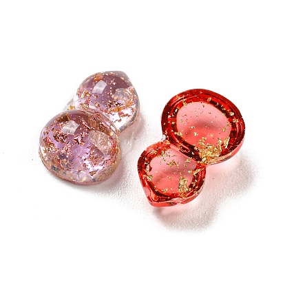 Transparent Resin Cabochons, with Gold Foil, Gourd