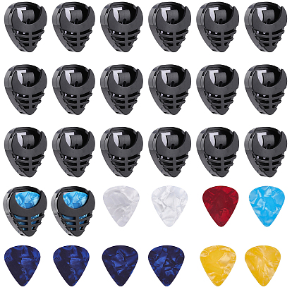 30Pcs 2 Styles Plastic Guitar Picks & Holder, Plectrum Guitar Musical Instrument Accessories