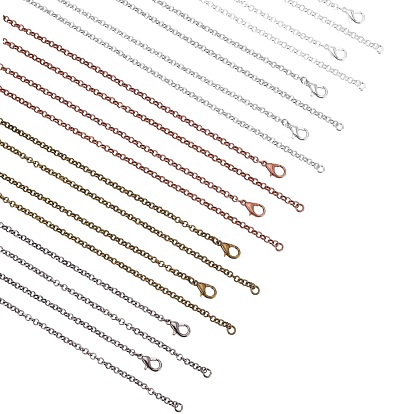 Iron Rolo Chains Necklace Making, with Lobster Clasps, Soldered