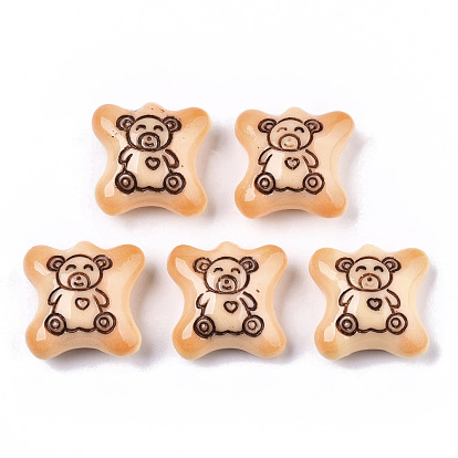 Cabujones decodificados de resina, galletas de comida de imitación, oso