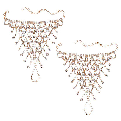 2шт. латунный браслет-цепочка со стразами, браслет-цепочка с кольцами для женщин