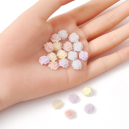 20Pcs 4 Colors Luminous Flower Resin Cabochons, Glow in the Dark, Nail Art Accessories Decorations