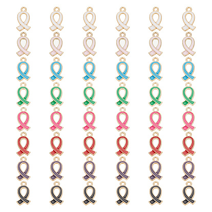 96 шт 8 цвета сплава эмалевые подвески, золотые, очарование ленты осведомленности