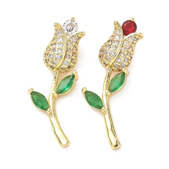 Латунные микро проложить кубического циркония подвески, без кадмия и без свинца, тюльпаны подвески