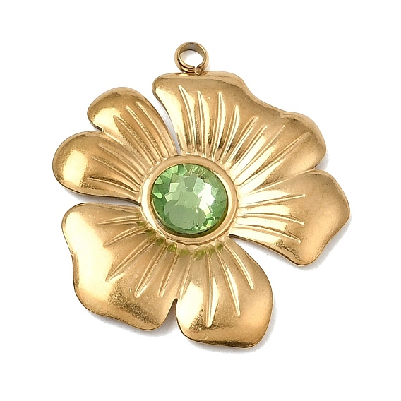 304 Colgantes del rhinestone del acero inoxidable, encantos de la flor