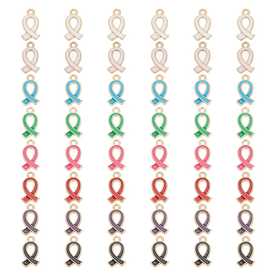 96 шт 8 цвета сплава эмалевые подвески, золотые, очарование ленты осведомленности