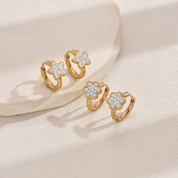 Серьги-кольца из нержавеющей стали со стразами, мило и просто, платина