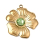 304 Colgantes del rhinestone del acero inoxidable, encantos de la flor