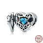 925 Sterling Silber European Beads, mit Zirkonia, Großloch perlen, Herz