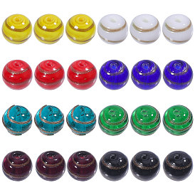 24 шт 8 цвета прозрачные стеклянные бусины, круглые, золотой фольгой