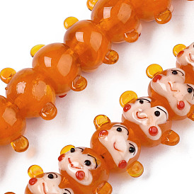 Handmade Bumpy Lampwork Beads Strands, Monkey