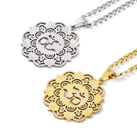 304 Stainless Steel Necklaces, Yoga Theme Pendant Necklaces