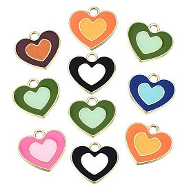 Crémaillère placage pendentifs en émail d'alliage, sans cadmium et sans plomb, cœur, or et de lumière