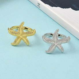 Латунные кольца-манжеты для женщин, морская звезда, стойки покрытие, долговечный, без свинца и без кадмия