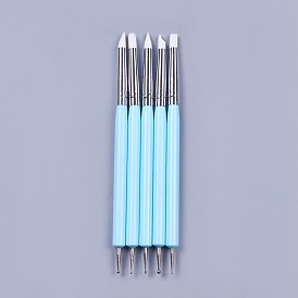Silicone Double Head Nail Art Dotting Tools, Nail Brush Pens, Painting Drawing Line Brushes, with Brass Tube and Acrylic Finding