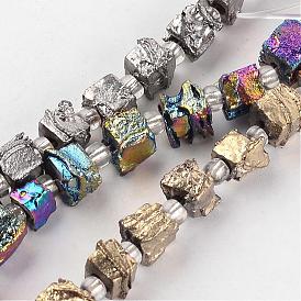 Galvanisierter natürlicher Drache Knochen Stein Perlen Stränge, Nuggets, 5~7x5~7x3~7 mm, Bohrung: 0.8~1 mm, ca. 23~24 Stk. / Strang, 8.1 Zoll~8.3 Zoll