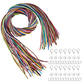 Kits de fabrication de colliers en cordon DIY, y compris cordon en faux suède, Fermoir mousqueton, fermoirs de homard en alliage de zinc , Extrémités de sertissage pliantes en fer et anneaux de saut