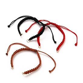 Verstellbare geflochtene Nylonschnur Armbandherstellung, mit offenen Biegeringen aus 304 Edelstahl