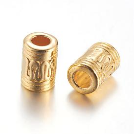 Abalorios de aleación de estilo tibetano, sin plomo y cadmio, columna, sobre 7 mm de diámetro, 10 mm de largo, agujero: 4 mm