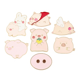 Cartoon Pig Enamel Pins, Zinc Alloy Brooches for Backpack Clothes, Pink