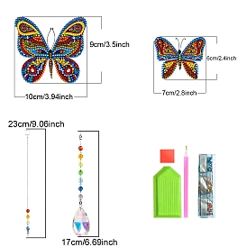 Butterfly Diamond Painting Kit, Including Acrylic Rhinestones Bag, Diamond Sticky Pen, Tray Plate, Metal Chain, Glue Clay