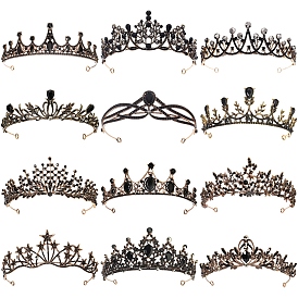 Alloy Rhinestone Hair Bands  for Woman Girls, Black Bridal Crown