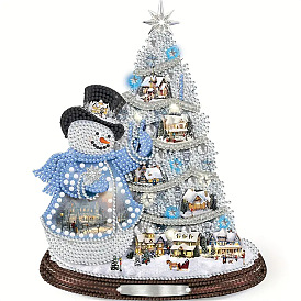 Рождественский снеговик и елка набор для алмазной живописи своими руками, включая сумку со стразами из смолы, алмазная липкая ручка, поднос тарелка и клей глина
