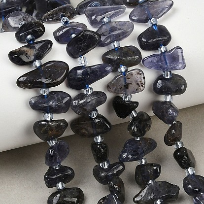 Природные иолит нитей бисера, самородки, с бисером