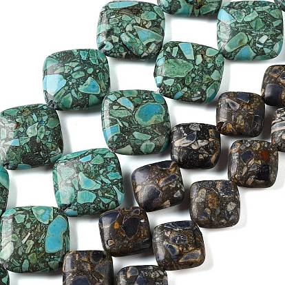 Perles de jaspe impérial synthétiques, teint, losange