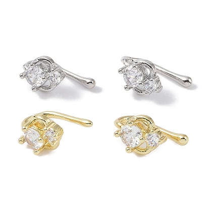 Женские серьги-каффы из латуни с микропаве и цирконием в форме сердца, без кадмия и без свинца, долговечный