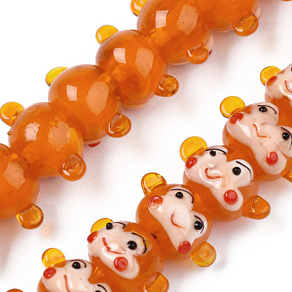 Handmade Bumpy Lampwork Beads Strands, Monkey
