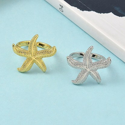 Латунные кольца-манжеты для женщин, морская звезда, стойки покрытие, долговечный, без свинца и без кадмия