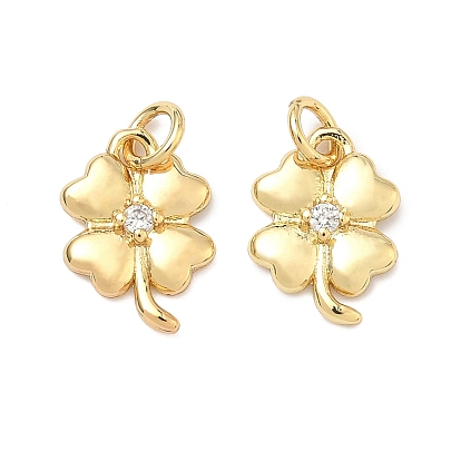 Латунные микро проложить кубического циркония подвески, клевер амулеты, стойки покрытие, долговечный, без свинца и без кадмия