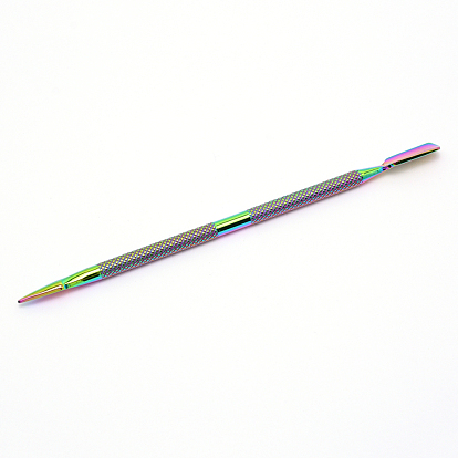 Nettoyant dissolvant de vernis à ongles en gel uv en acier inoxydable à tête triangulaire, outils de cuticule de manucure pédicure