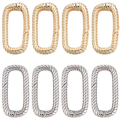 8шт. 2 цвета латунные пружинные затворные кольца, без кадмия, без никеля и без свинца, Twist овальные