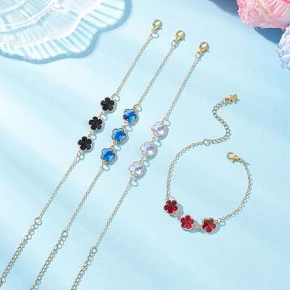 Браслеты из звеньев из стеклянных бусин в форме цветов из сплава, латунные кабельные цепи браслеты для женщин