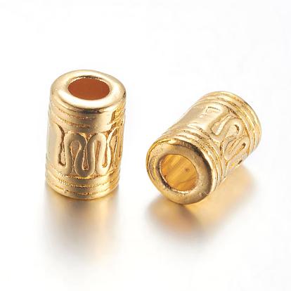 Tibetan Style Alloy Beads, Lead Free and Cadmium Free, Column, about 7mm in diameter, 10mm long, Hole: 4mm