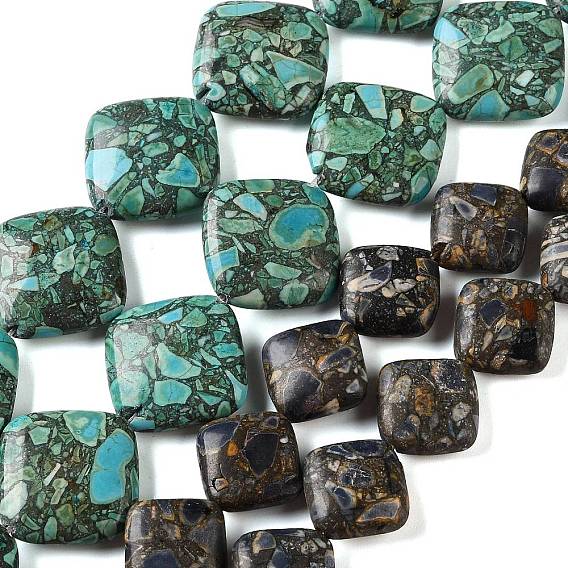 Perles de jaspe impérial synthétiques, teint, losange
