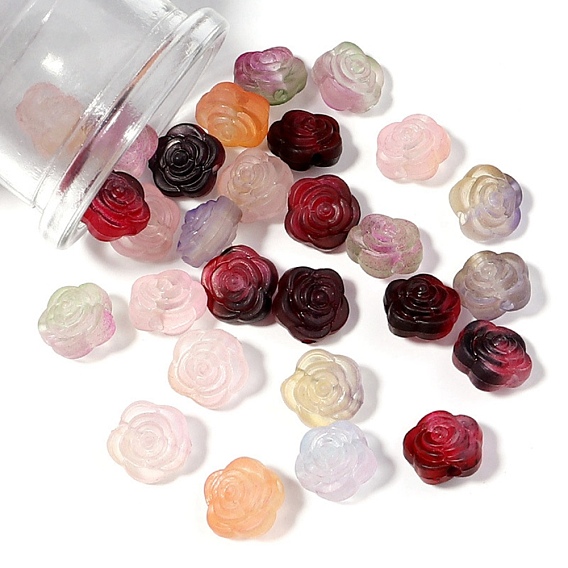 Spray Painted Transparent Acrylic Beads, Flower