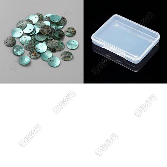140Pcs Dyed Natural Akoya Shell Pendants, Disc Charms