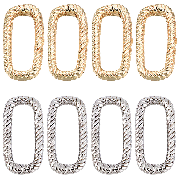 8шт. 2 цвета латунные пружинные затворные кольца, без кадмия, без никеля и без свинца, Twist овальные