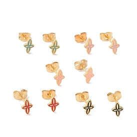 Enamel Star Stud Earrings with 316L Surgical Stainless Steel Pins, Gold Plated 304 Stainless Steel Jewelry for Women