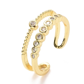 Прозрачное кольцо-манжета с двойной линией кубического циркония, украшения из латуни для женщин, без кадмия и без свинца