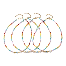 Ожерелья из стеклянных бусин в богемном стиле, с латунью для женщин