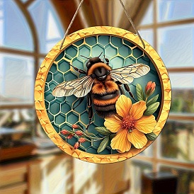 Acrylic Window Hanging Ornaments, Bee & Flower Suncatcher Home Window Decoration