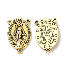 Святая овальная резная люстра из сплава Девы Марии в тибетском стиле, 3 Разъемы петли, части розария, без свинца, без кадмии и без никеля