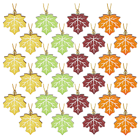 24шт. деревянные подвески в виде кленовых листьев, подвесные украшения ко Дню благодарения, с 24шт. веревкой