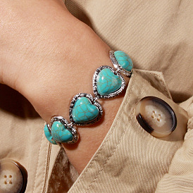 BL220 Jewelry Retro Heart Bracelet Personality Ethnic Style Turquoise Hand Jewelry