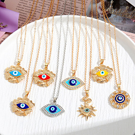 Blue Eye Devil's Eye Pendant Flower Heart Alloy Sweater Chain Jewelry