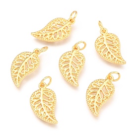 Alloy Pendants, Long-Lasting Plated, with Jump Ring, Leaf